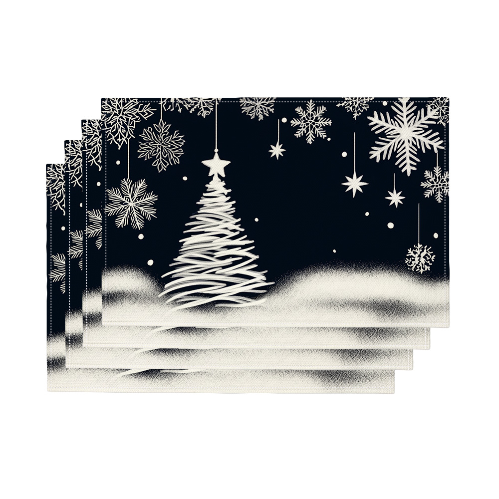 Family Tree Print - 겨울 분위기를 더해줄 크리스마스 트리와 눈꽃