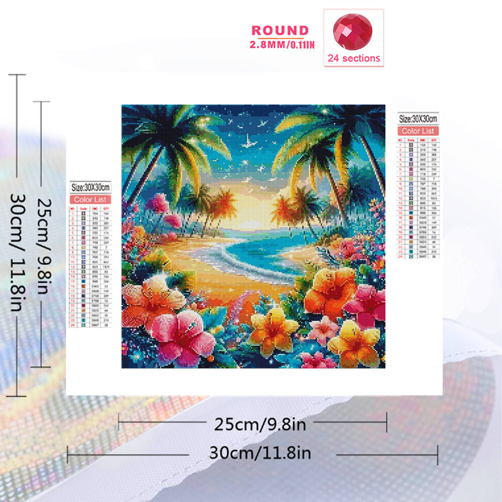 다이아몬드 페인팅 해변 풍경 DIY 풀 스퀘어/라운드  - Photo Mosaic Print 리뷰 및 가격