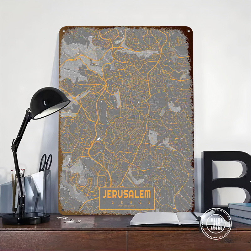 예루살렘 도시 지도 이스라엘 바우하우스 3D 질감 프린 - Custom Map Poster 리뷰 및 가격